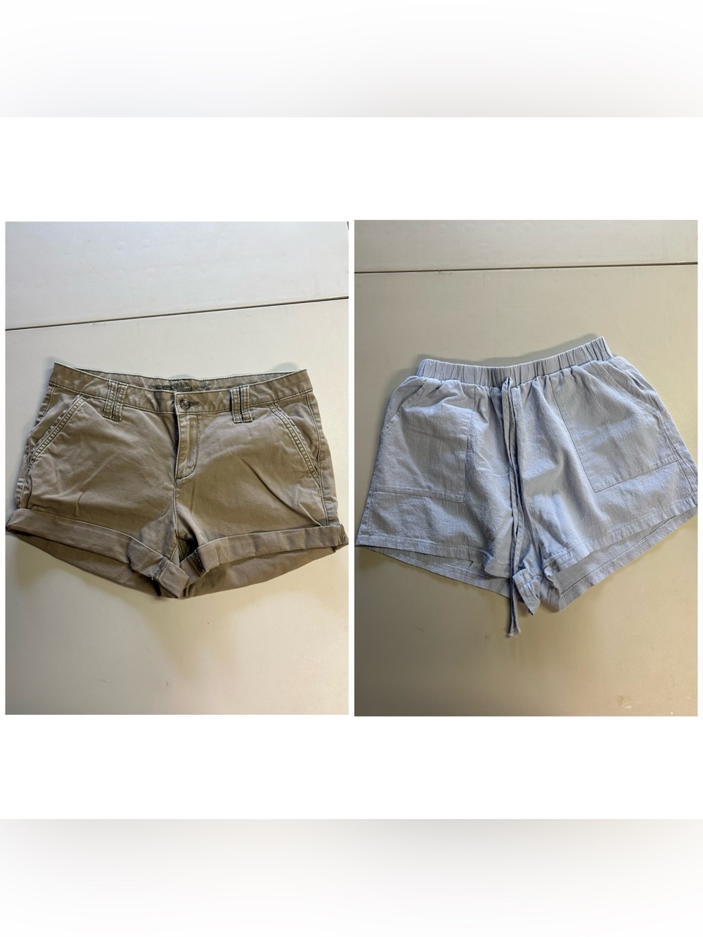 Women's Arizona Cuffed Khaki Shorts Sz 11 and Shein linen blue shorts Sz M